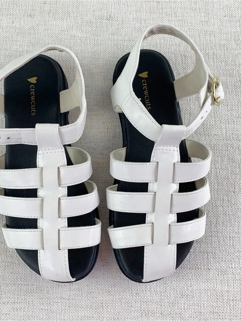 Crewcuts Girls' fisherman lug-sole sandals‎ in white New size 3